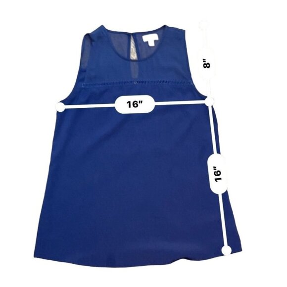 Charming Charlie Sleeveless Semi-Sheer Blouse‎ Navy Small Minimalist Nautical - Picture 7 of 7